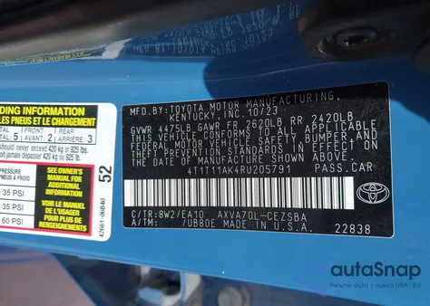 2024 Toyota Camry Se из США, поврежденный, VIN 4T1T11AK4RU205791